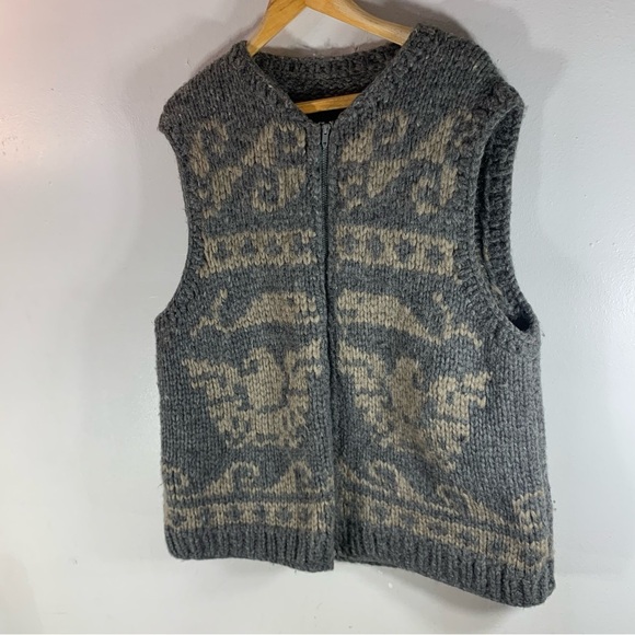 Vintage 79s cowichan  hand made 100% hand made wool cardigan - Picture 3 of 14